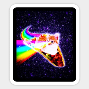 Rainbow Laser Eyes Galaxy Cat Riding Taco Sticker